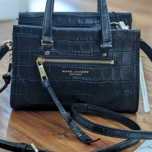 Marc Jacobs Croc Embossed Leather Mini Cruiser Satchel / Crossbody